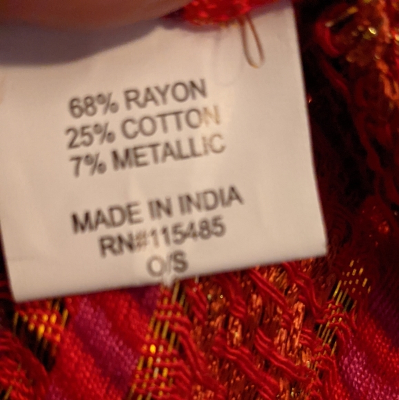 NWOT Infinity Scarf 20"W x 36"L Red/Gold/Purple/Pink Made in India - Picture 3 of 5